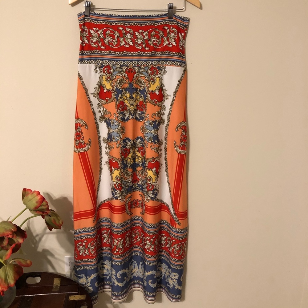 Colorful maxi skirt or strapless dress